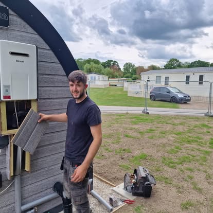 Sparta engineer working on an LPG boiler at a static caravan site in Lincolnshire